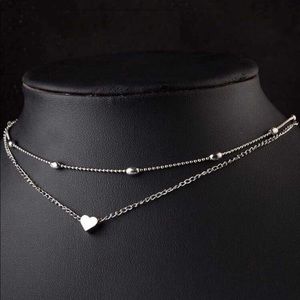 🌻3/$20🌻 Dainty Heart Layered Choker, Silver